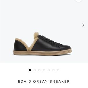 NEW Freda Salvador Eda D’Orsay sneaker, black with shearling, size 40, 10